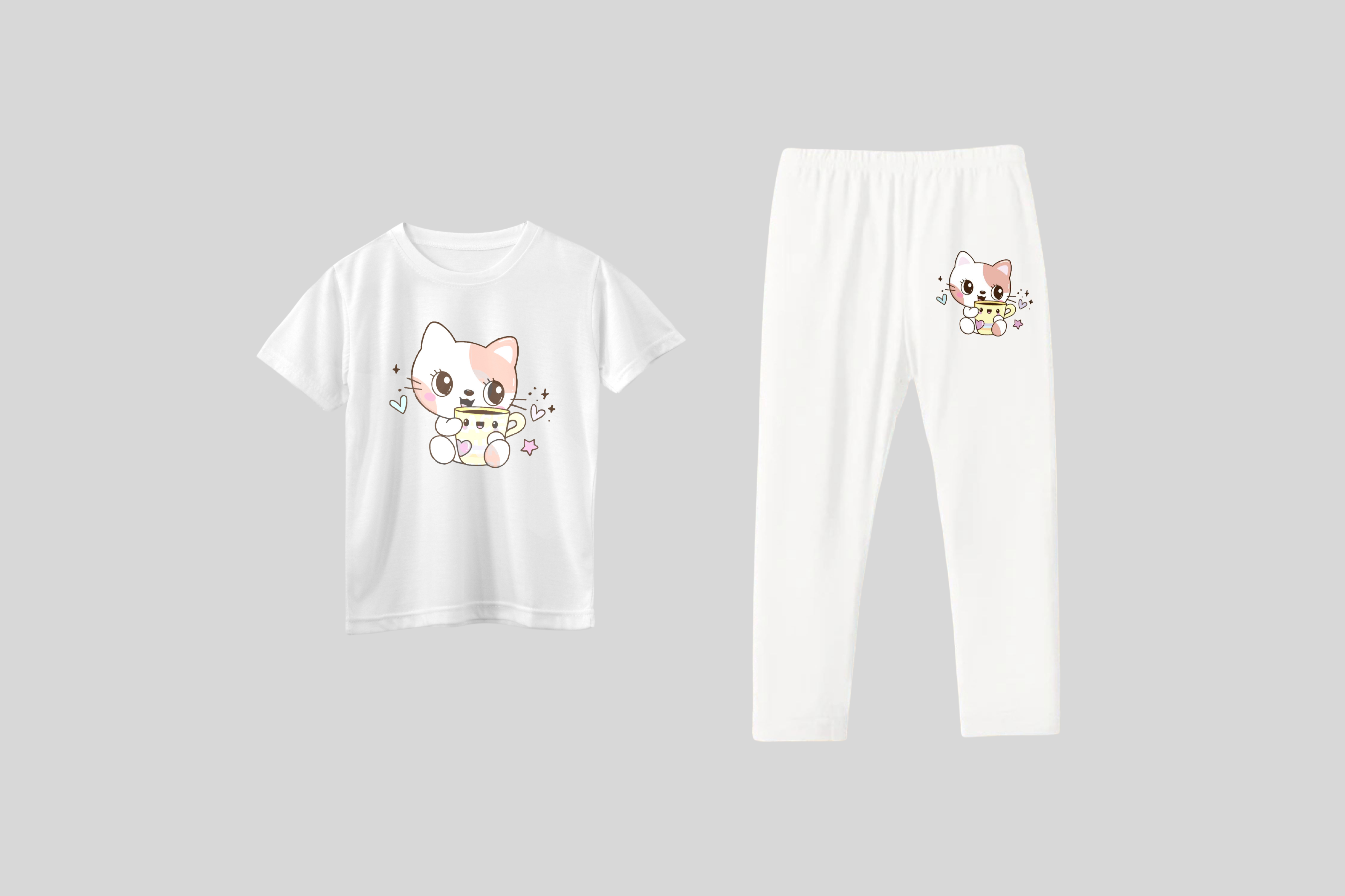 Kitty tea Trouser and t-shirt for girls