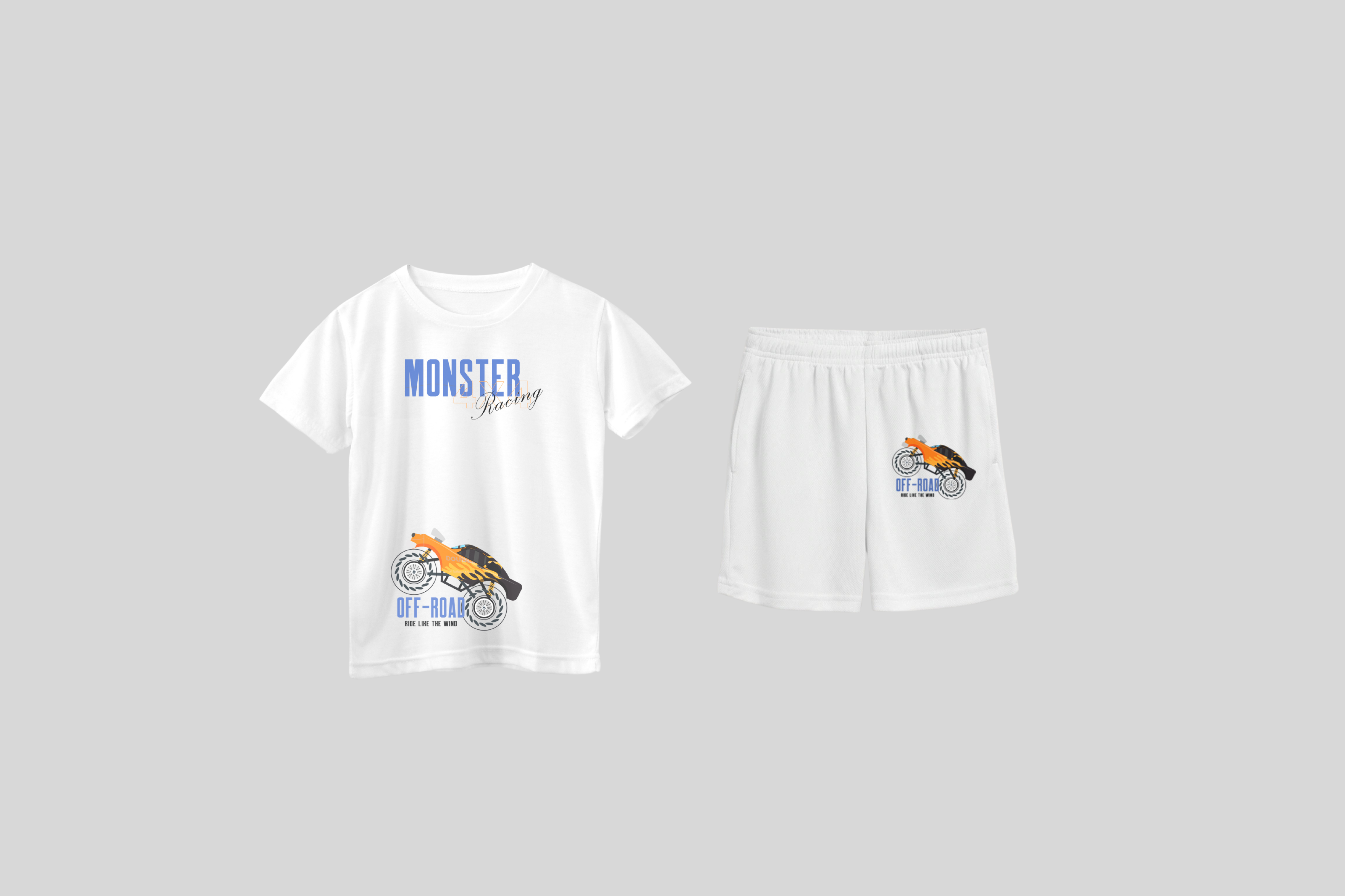 Monster Racing Shorts and t-shirt for boys